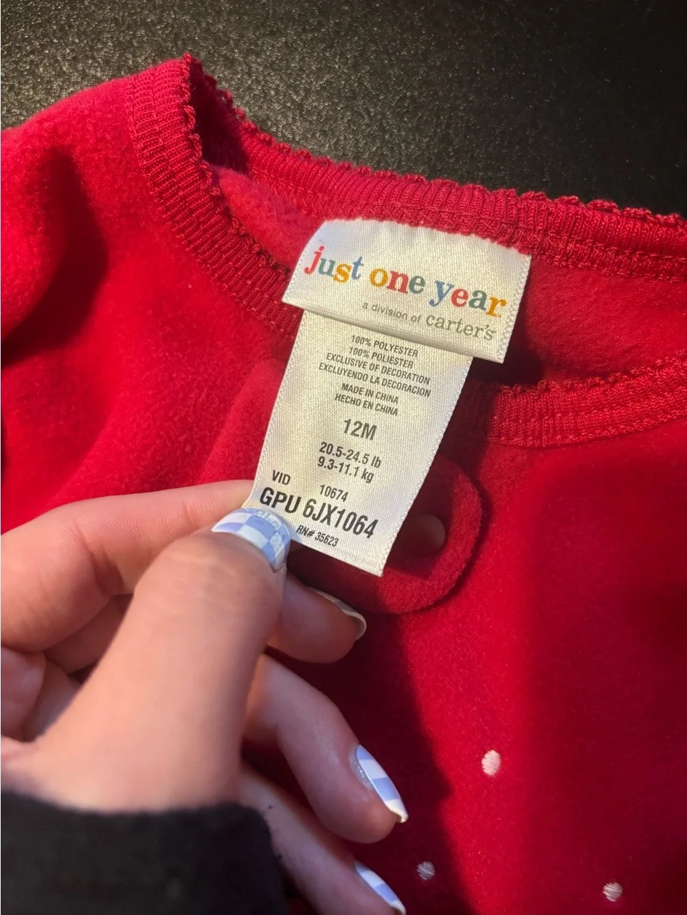 Red Fleece Baby One-Piece christmas size 12m nwt